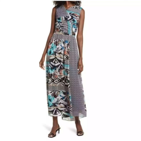 Anthropologie Dresses & Skirts - Harlyn Maxi Dress Mix Print Block Artsy Modern Romance Wedding Guest Party Med